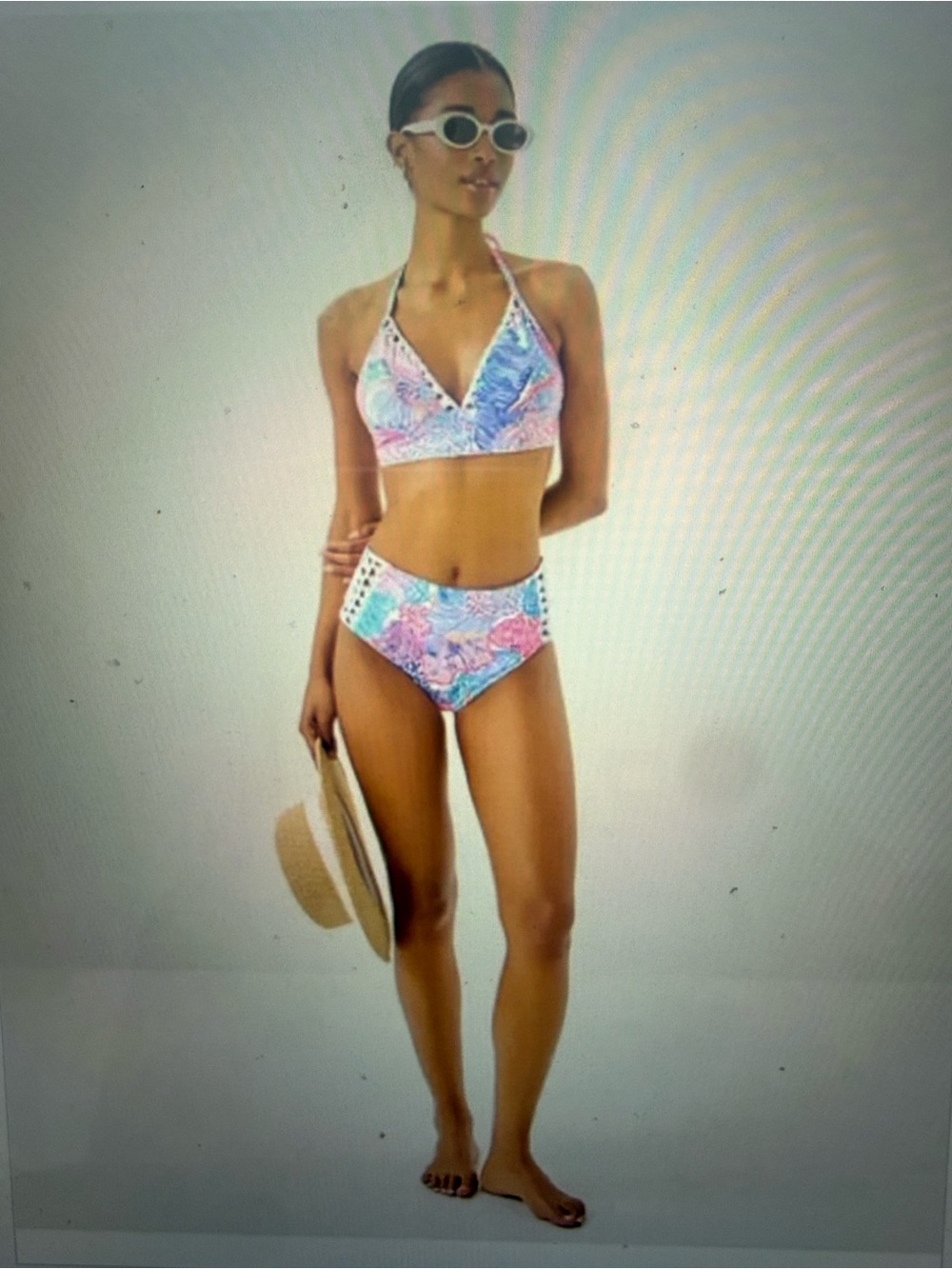 Lilly Pulitzer Pink & Blue Tropical Shell High-Rise Bikini
